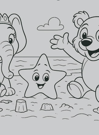 Bruno, Lola y una estrella de mar en la playa 2