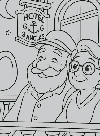 Bruno y Lola con sus abuelos en el Tres Anclas 2