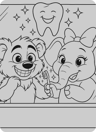 Dibujo Bruno y Lola aprenden a cepillarse los dientes 2