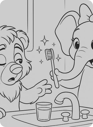Dibujo Bruno y Lola aprenden a cepillarse los dientes 3