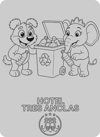 Dibujo de Bruno y Lola reciclando